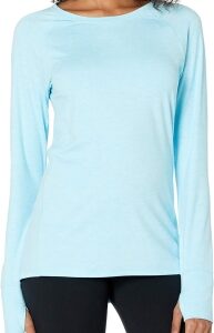 Amazon Essentials Camisa de Cuello Caja de Manga Larga, Elástica, Técnica y de Tejido Cepillado (Disponible en Tallas Grandes) Mujer