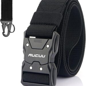Aucuu cinturon tactico hombre, Cinturón de Lona de Nylon para Hombres, cinturón Táctico Militar, Cinturóns de Nailon Ajustable para Viajes, Deportes y Uso Diario(Ancho 3.8 cm)