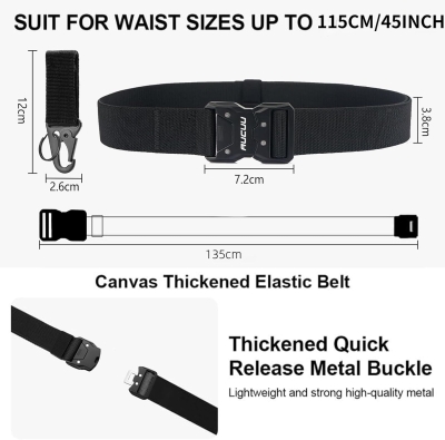 Aucuu cinturon tactico hombre, Cinturón de Lona de Nylon para Hombres, cinturón Táctico Militar, Cinturóns de Nailon Ajustable para Viajes, Deportes y Uso Diario(Ancho 3.8 cm)