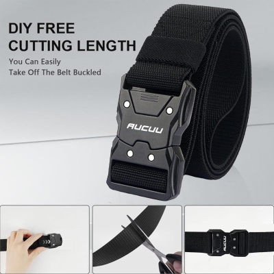 Aucuu cinturon tactico hombre, Cinturón de Lona de Nylon para Hombres, cinturón Táctico Militar, Cinturóns de Nailon Ajustable para Viajes, Deportes y Uso Diario(Ancho 3.8 cm)