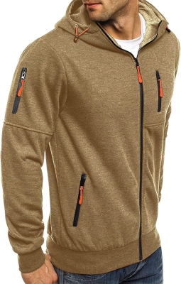 Hombres Sudadera Pullover Oversized Manga Larga Sudadera con Capucha y Cremallera Slim Casual Solid Top Coats de Manga Larga Sudadera Encapuchada Top Jacket Ropa Hombre Sudaderas