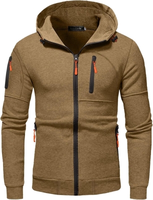 Hombres Sudadera Pullover Oversized Manga Larga Sudadera con Capucha y Cremallera Slim Casual Solid Top Coats de Manga Larga Sudadera Encapuchada Top Jacket Ropa Hombre Sudaderas