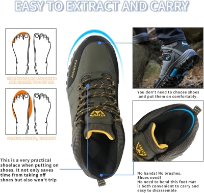 Botas de senderismo para hombre, impermeables, para senderismo, para exteriores, cómodas, ligeras, para camping