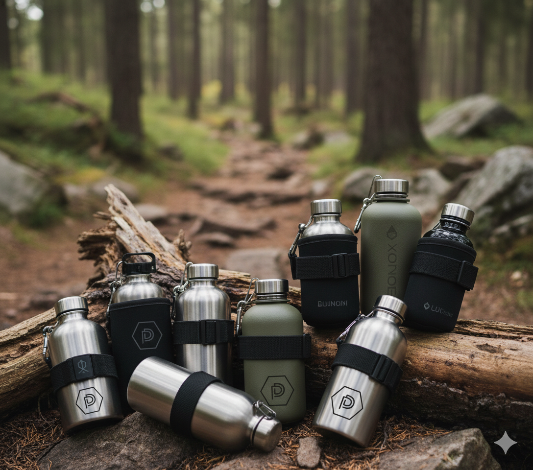 BeGrit Juego de Cantimplora Militar Kit de Cantimplora Campamento con Capacidad 1 Litros Cantina Cantimplora Militar Botella de Campo botella de agua para campo para Camping Senderismo Mochila