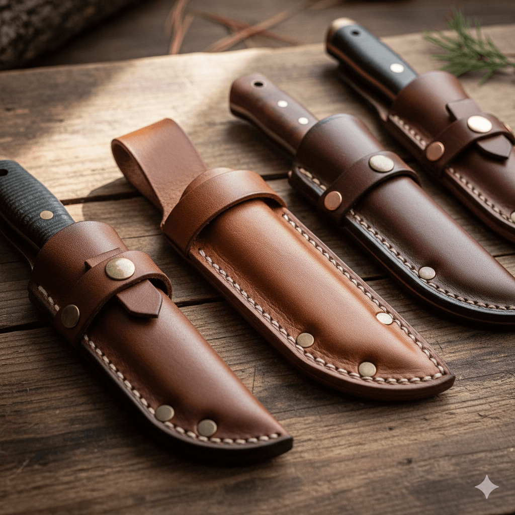 Fundas y accesorios para cuchillos Flores Cortés - Funda de Cuero para Navaja de 90 a 100