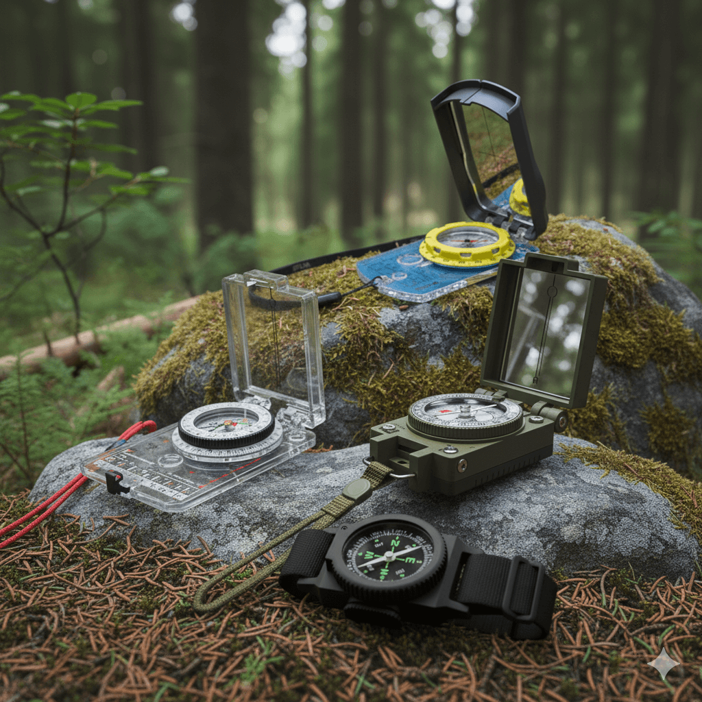 Brújula de Navegación y Orientación para Senderismo Con Declinación Ajustable - Lectura de Mapa, Expedición, Supervivencia (1 Pieza)