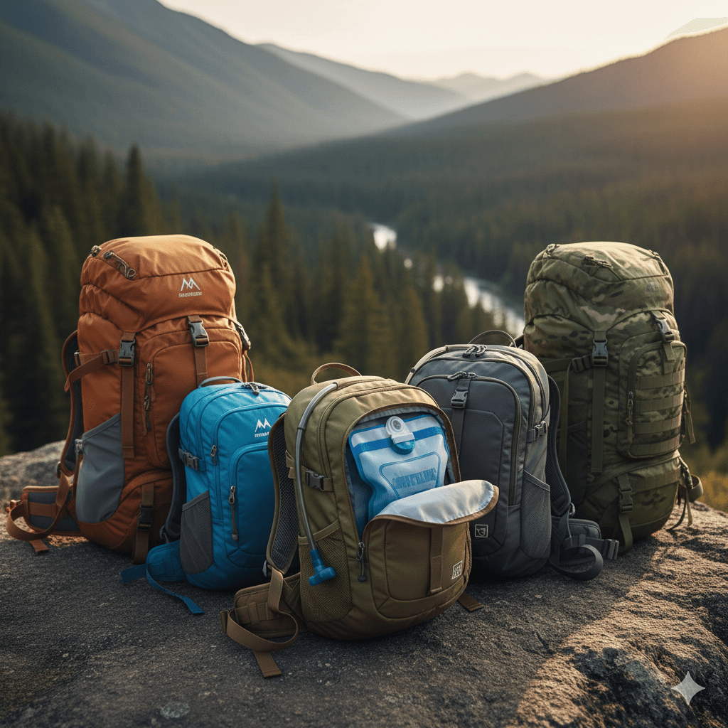 Amesor Mochila para rutear | Mochilas Hombre 35L Gran Capacidad - Camping con Bolsa portabotellas para Viajes Senderismo