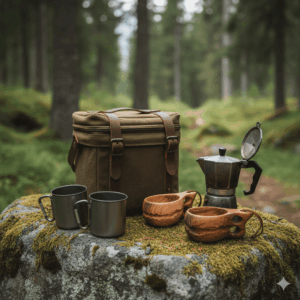 7 en 1 Cubiertos para Camping, 2 Piezas Vajilla Portátil de Acero Inoxidable, Vajilla Plegable Desmontable, Multifunción Vajilla de Exteriores para Caza, Pesca, Camping, Supervivencia