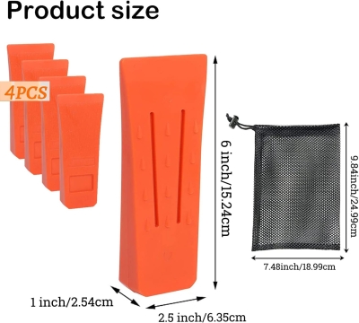 697b61f85228884ed1519e5179477e99eb6f72b96fe4ce958835f.jpg 6" Cuñas de tala para Motosierra con púas, una tala Segura, ABS Cuñas de división con Bolsa, Robusta y Duradera, Accesorios forestales Bosque, Accesorio Herramienta para leñadores (4 Piezas)
