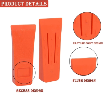 697b61f8b603de64d9c9afcacdecceda982175b2665306165fe73.jpg 6" Cuñas de tala para Motosierra con púas, una tala Segura, ABS Cuñas de división con Bolsa, Robusta y Duradera, Accesorios forestales Bosque, Accesorio Herramienta para leñadores (4 Piezas)