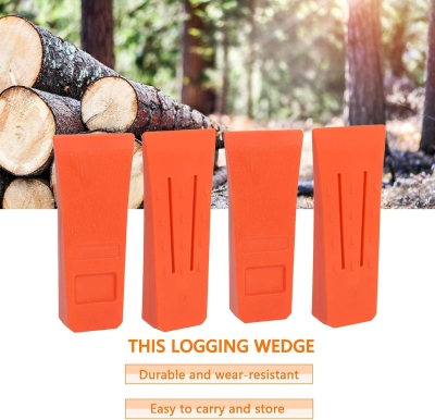 697b61f8e25afd3124df407d921453a08bd03edcbe39e379b38da.jpg 6" Cuñas de tala para Motosierra con púas, una tala Segura, ABS Cuñas de división con Bolsa, Robusta y Duradera, Accesorios forestales Bosque, Accesorio Herramienta para leñadores (4 Piezas)